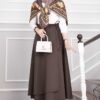 Side-tie Scuba Wrap Hem Skirt Brown – Image 4