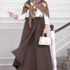 Side-tie Scuba Wrap Hem Skirt Brown – Image 2