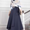 Side-tie Scuba Wrap Hem Skirt Navy Blue – Image 4