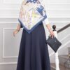Side-tie Scuba Wrap Hem Skirt Navy Blue – Image 5