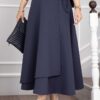 Side-tie Scuba Wrap Hem Skirt Navy Blue – Image 2