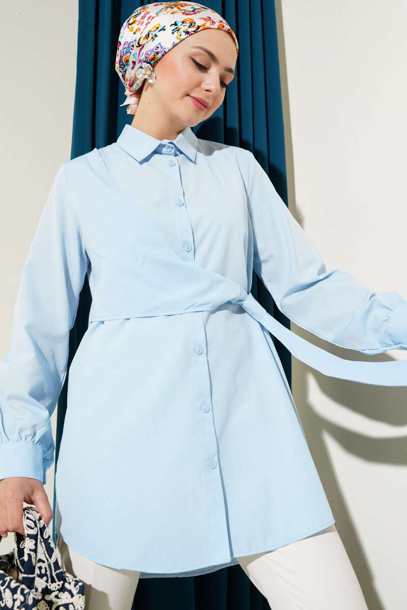 Side Tied Tunic Baby Blue