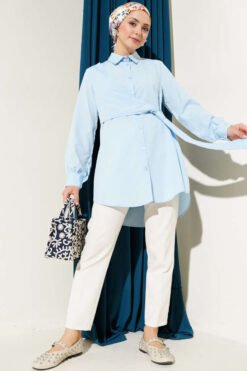 Alternative view of Side Tied Tunic Baby Blue