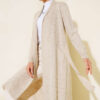 Side-Seamed Tied Cardigan Beige