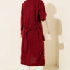 ⁦Side-Seamed Tied Cardigan Burgundy⁩ - الصورة ⁦3⁩