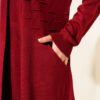 ⁦Side-Seamed Tied Cardigan Burgundy⁩ - الصورة ⁦4⁩