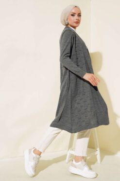 Alternative view of Side-Seamed Tied Cardigan Smoke