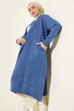 Alternative view of Side-Seamed Tied Cardigan Indigo