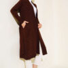 Side-Seamed Tied Cardigan Brown - الصورة 2