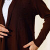 Side-Seamed Tied Cardigan Brown - الصورة 4