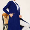 Side-Seamed Tied Cardigan Navy Blue - الصورة 2
