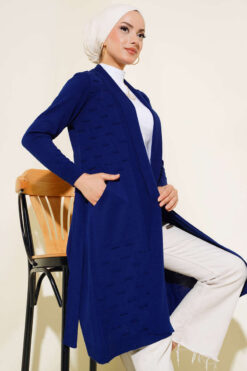 Alternative view of Side-Seamed Tied Cardigan Navy Blue