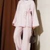 Side Tie Kimono Two-Piece Set Pink
