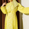 Side Pleated Jacquard Dress Yellow - immagine 2