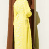 Side Pleated Jacquard Dress Yellow - immagine 3