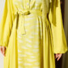 Side Pleated Jacquard Dress Yellow - immagine 4