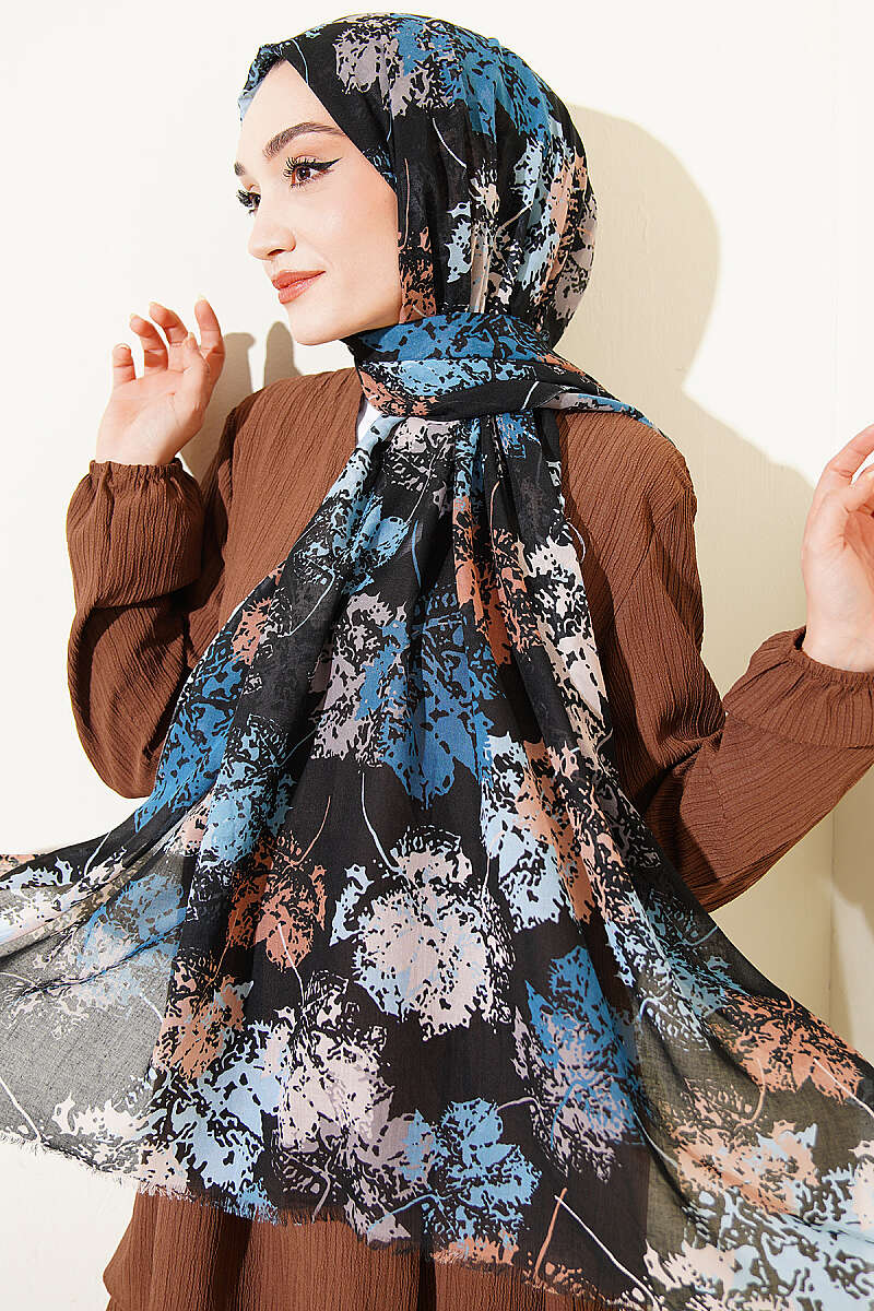 Leaf Pattern Shawl Series Black