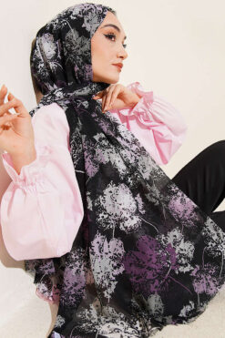 Leaf Pattern Shawl Series Black