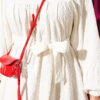 Batwing Sleeve Textured Dress Ecru - Image 4