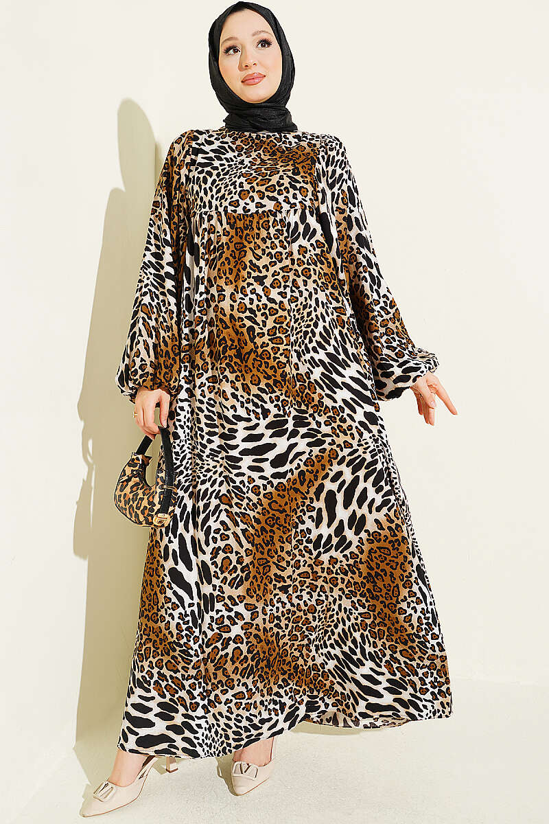 Batwing Sleeve Viscose Top Leopard