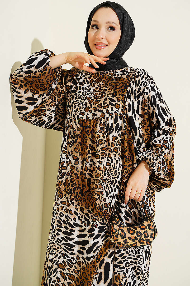 Batwing Sleeve Viscose Top Leopard - Image 2