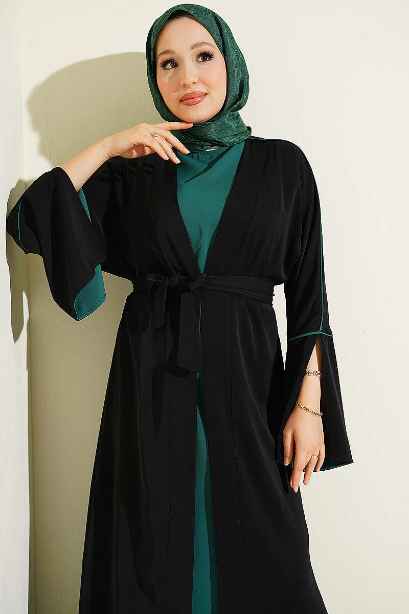 Batwing Sleeve Two-Piece Set Black - الصورة 2
