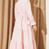 Half-Button Waist Tied French Terry Dress Pink - Imagen 3