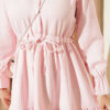 Half-Button Waist Tied French Terry Dress Pink - Imagen 4