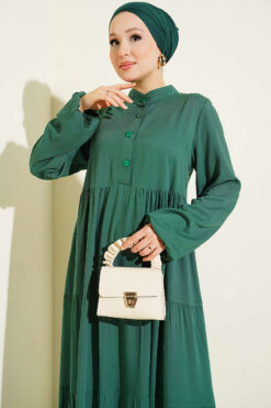 Alternative view of Half Buttoned Belmando Dress Green