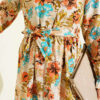 Half Button Floral Linen Dress Beige - Image 4