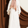 Half Buttoned Layered Dress with Lace White - Image 3