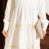 Half Buttoned Layered Dress with Lace White - Image 4