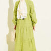 Half Buttoned Layered Dress with Lace Pistachio Green - الصورة 3