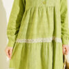 Half Buttoned Layered Dress with Lace Pistachio Green - الصورة 4