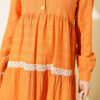 Half Buttoned Layered Dress with Lace Orange - Image 4