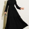 Half-Button Waffle Knit Dress Black