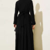 Half-Button Waffle Knit Dress Black – Bild 3