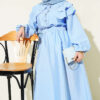 Half Buttoned Tiered Sailor Collar Dress Baby Blue - immagine 2