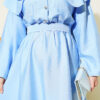 Half Buttoned Tiered Sailor Collar Dress Baby Blue - immagine 4