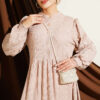 Half Buttoned Embroidered Knit Dress Beige – Bild 2