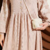 Half Buttoned Embroidered Knit Dress Beige – Bild 4