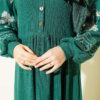 Half Buttoned Embroidered Knit Dress Green - immagine 4