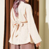 Half Button Front Tied Tunic Beige - Afbeelding 3