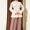 Half Button Front Tied Tunic Beige - Afbeelding 2
