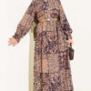 Half Button Authentic Patterned Dress Camel