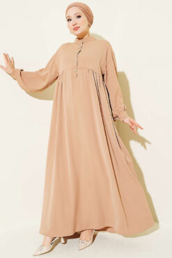 Half Button Oversized Dress Latte