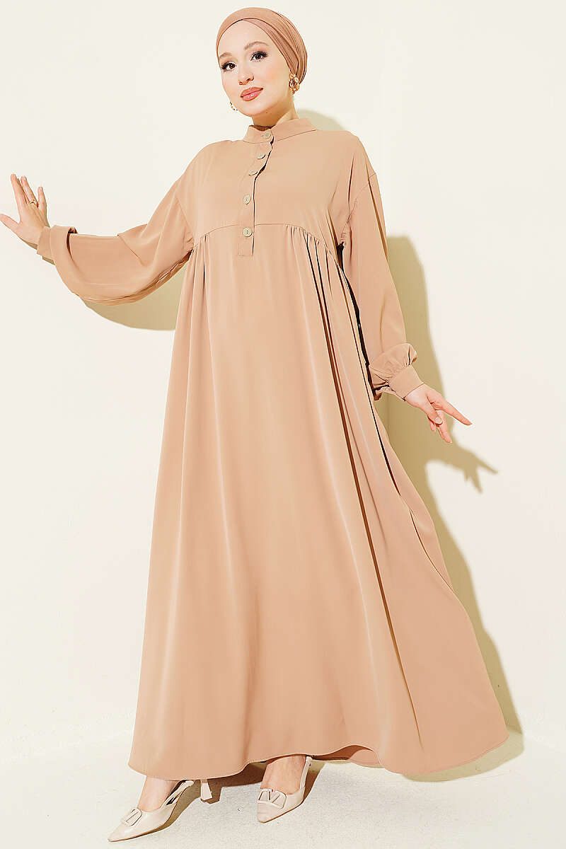 Half Button Oversized Dress Latte