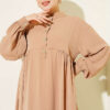 Half Button Oversized Dress Latte - immagine 2