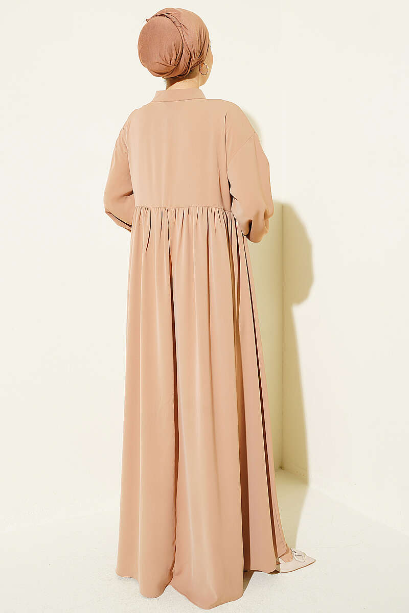 Half Button Oversized Dress Latte - immagine 3