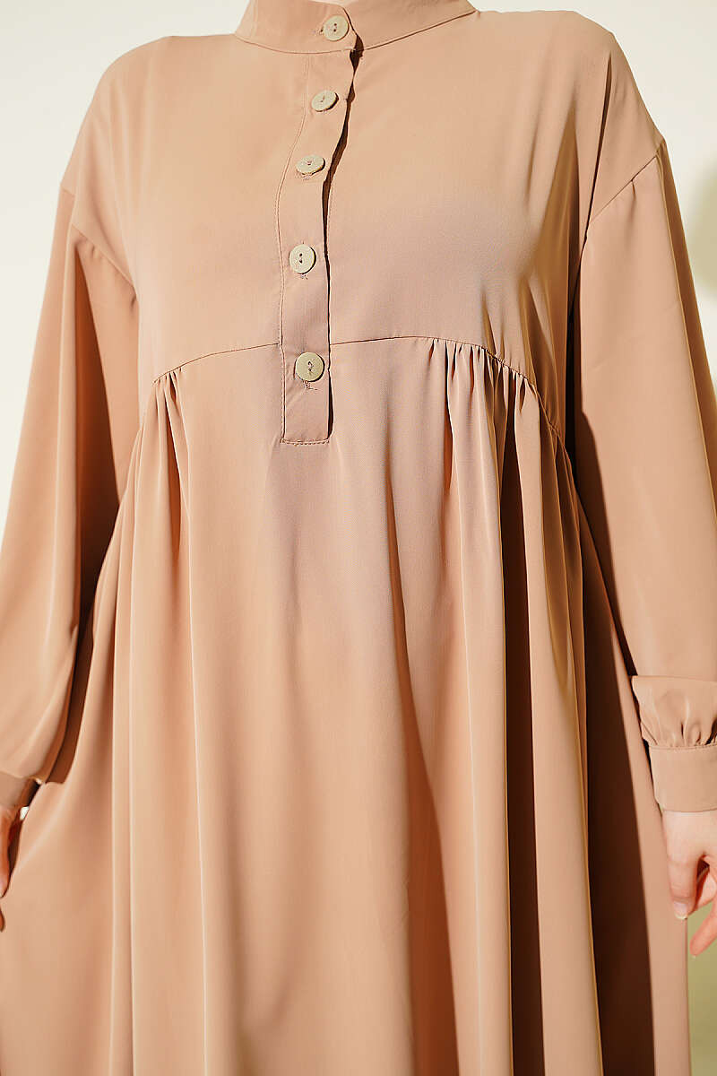 Half Button Oversized Dress Latte - immagine 4